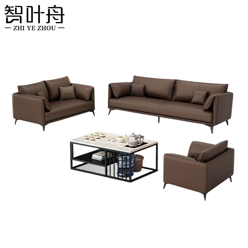 智叶舟沙发茶几组合200*85*85cm(3+2+1+茶几)套高清大图