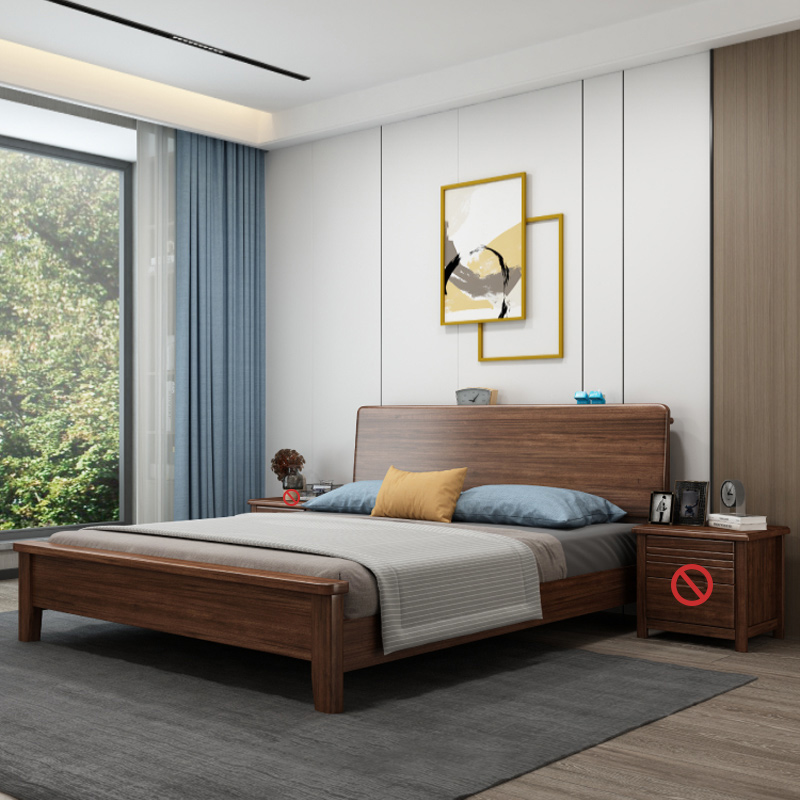 臻远ZY4022915实木床胡桃木双人床1.8米高清大图