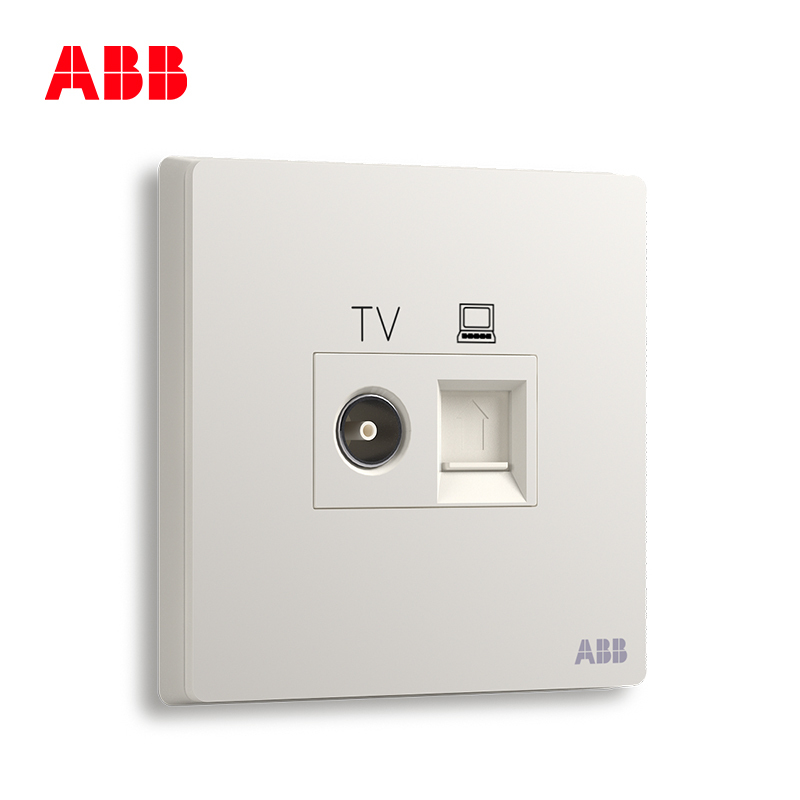 ABB开关插座无框轩致雅典白墙壁86型插座面板电视电脑插座AF325