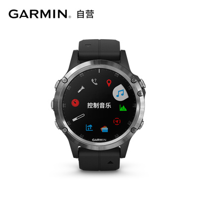 佳明GARMIN飞耐时5Plus心率音乐NFC高尔夫GPS户外运动导航功能手表防水深度值100m(黑色银框)