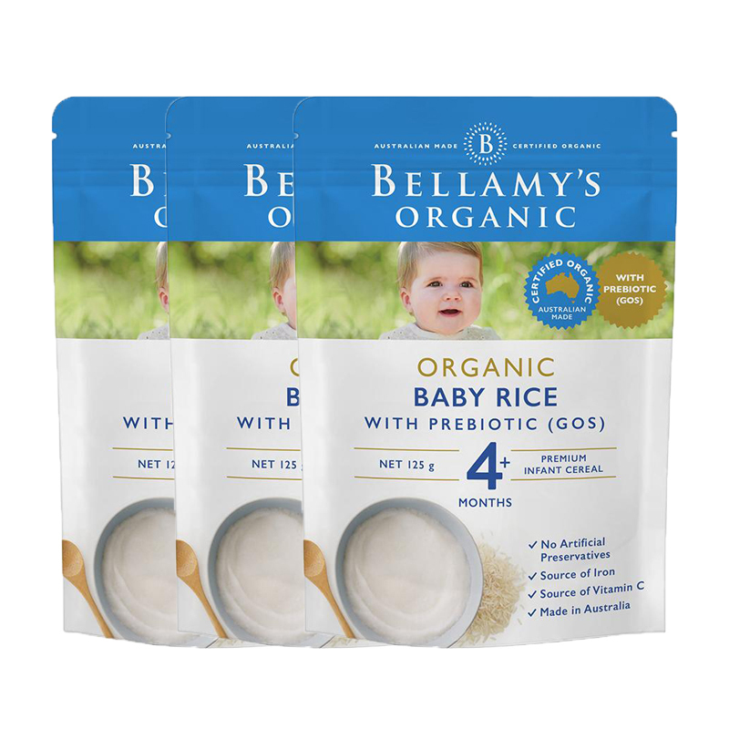 [3件装]BELLAMY’S 贝拉米 婴儿有机米糊 125克/袋 4个月以上婴幼儿