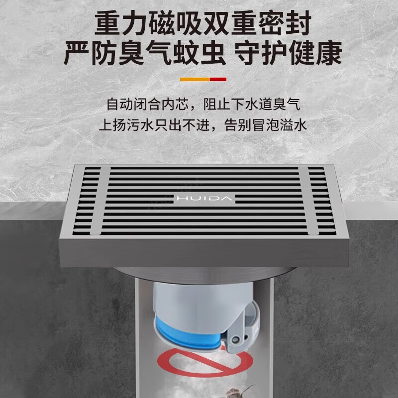 惠达（HUIDA）-地漏系列卫生间防臭防虫防反水防堵下水道厨卫地漏盖淋浴房专用高清大图