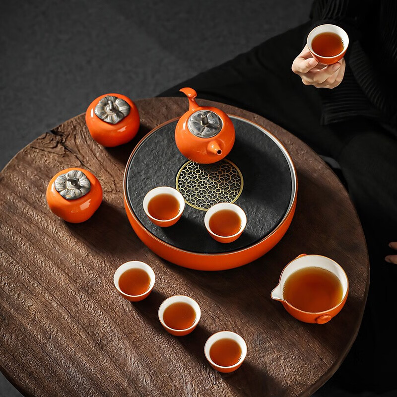 茶藝贵族 柿柿如意带茶盘礼盒装高清大图