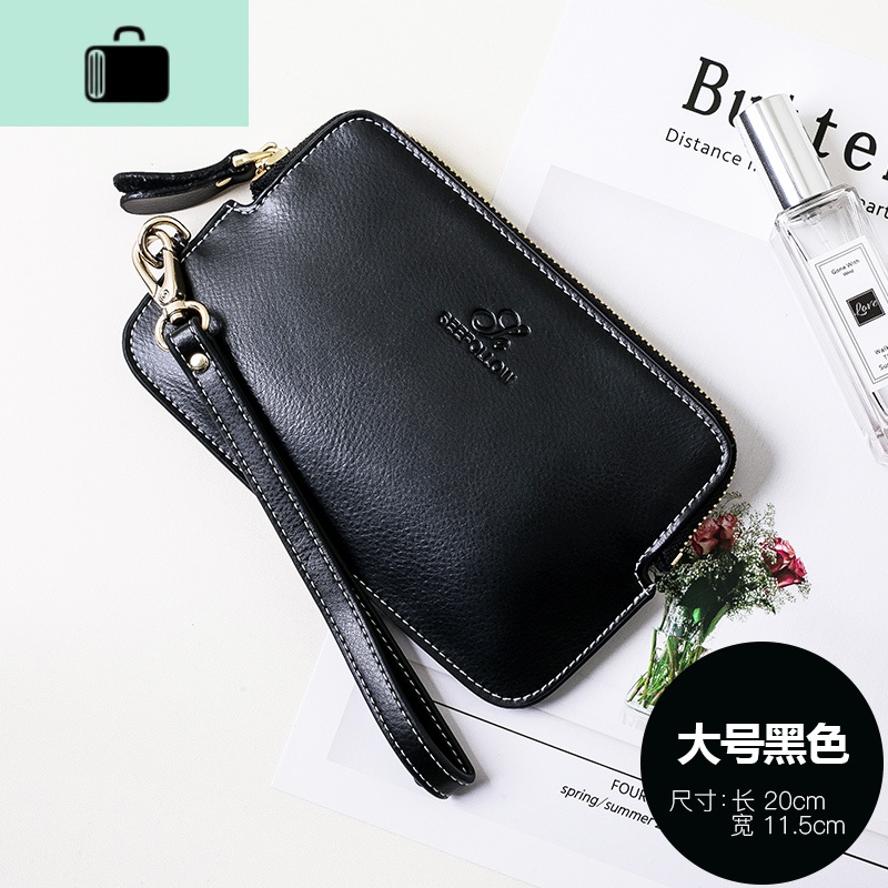 手拿包新款钱包女皮拉链零钱包牛皮硬币包简约多功能钱夹NEW LAKE 黑色全新现货