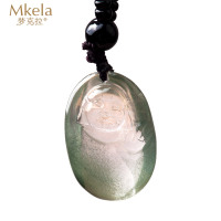 梦克拉 Mkela 绿幽灵水晶千层山金字塔聚宝盆水晶佛吊坠 弥勒佛吊坠 发晶吊坠挂绳 吊坠 水晶 绿幽灵 民族风 通用