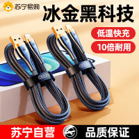 邻家-苹果冰金手机数据线-黑色1.2米 真金快充 低温快充 不发烫不伤机 10倍耐用 四倍提速大功率 真金插头 (2条)
