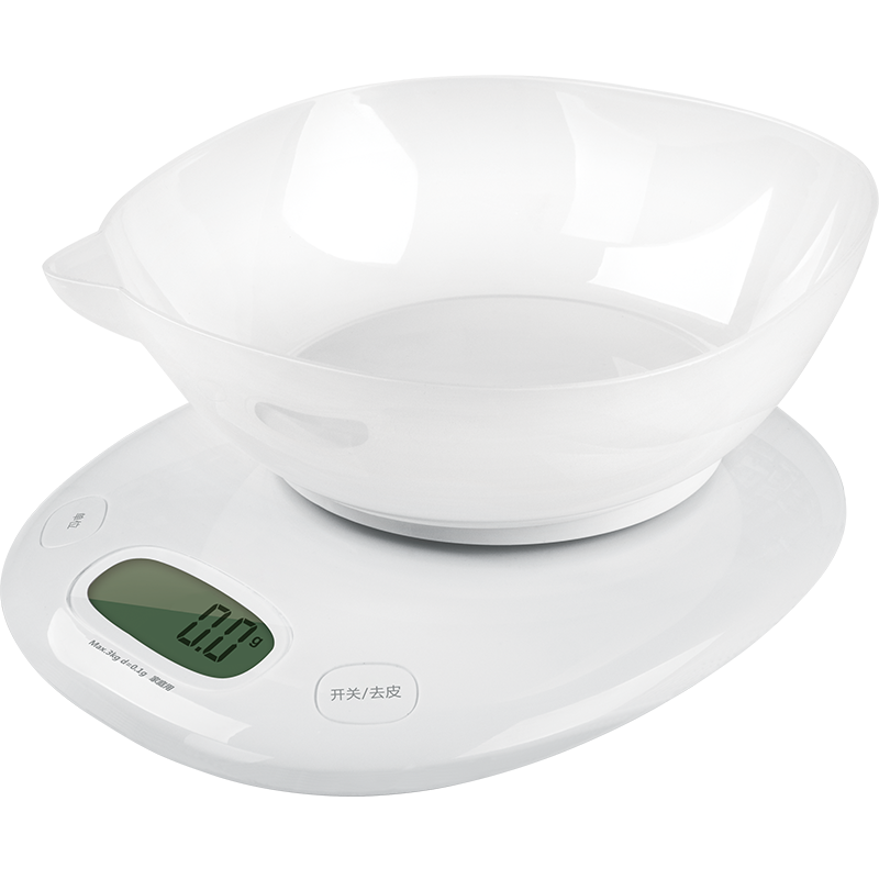 永衡良品厨房烘焙秤高精度去皮称重2g3kg食物秤白色迷你电子秤c1407s