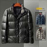 简号潮牌加厚羽绒服男秋冬新款潮流帅气亮面冬季白鸭绒保暖立领男士羽绒服外套 青CCYR2163