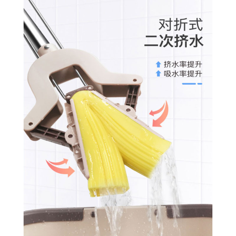 嘉创优品 家用海绵吸水胶棉拖把免手洗不锈钢伸缩杆对折挤水地拖布 不锈钢伸缩款高清大图