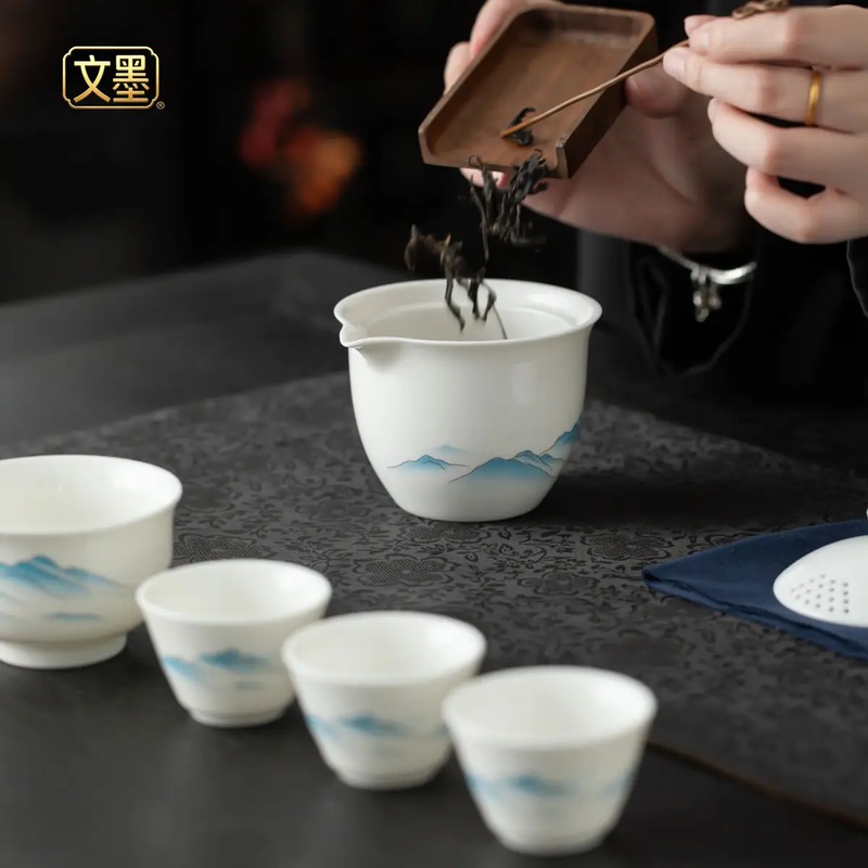 文墨千里江山一壶四杯快客旅行茶具WMKK01
