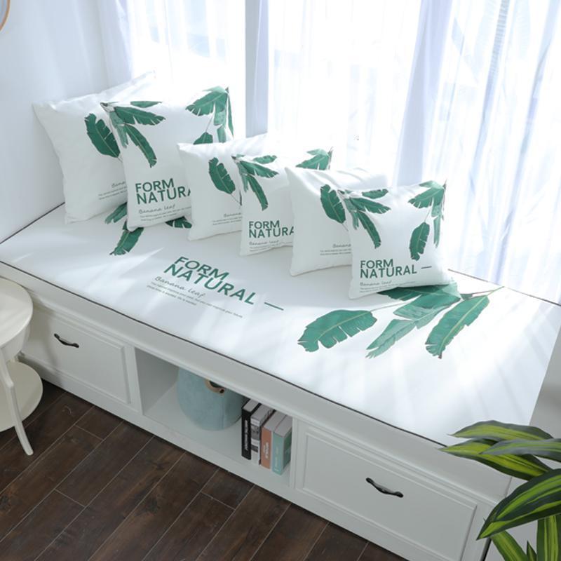 BONJEAN高密度海绵北欧飘窗垫窗台垫定做印花风沙发垫阳台榻榻米垫 芭蕉叶12cm飘窗垫