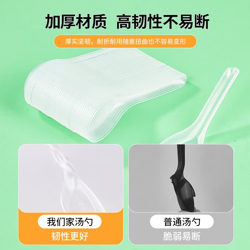 优奥 一次性勺子 112mm*0.8mm 240支 透明勺汤勺塑料餐勺高清大图