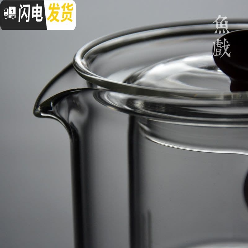 三维工匠鱼戏玻璃茶具茶壶套装侧把电陶炉煮茶器家用可高温过滤单壶泡茶壶 侧把壶+祥云电陶炉·红色图片