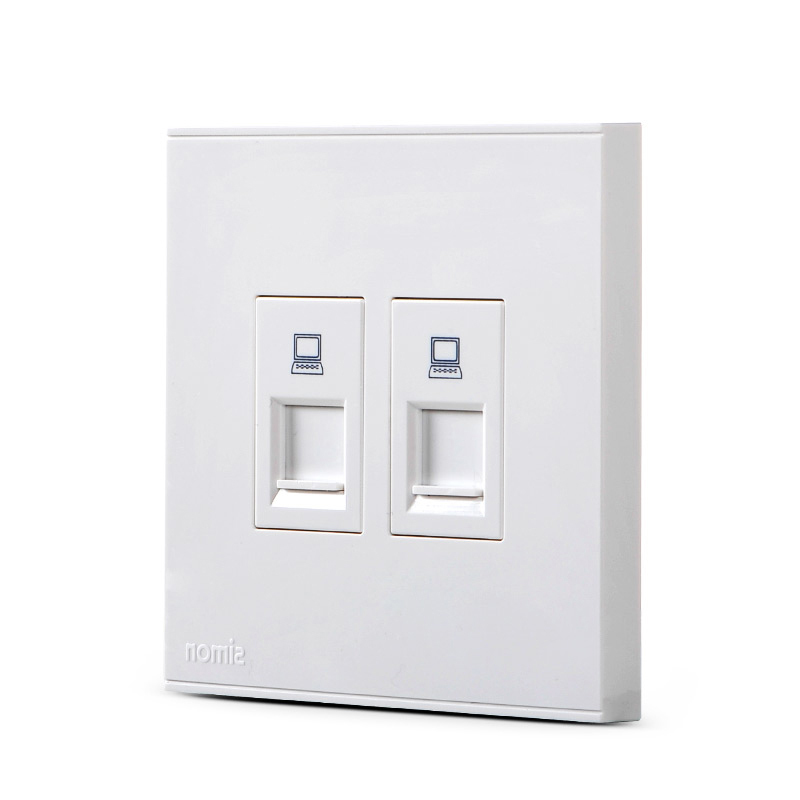 simon西蒙开关插座面板e6系列雅白色二位双电脑网络信息插座面板