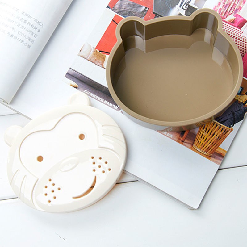 日式双层皂盒 塑料皂碟时尚创意小熊肥皂盒 沥水香皂盒