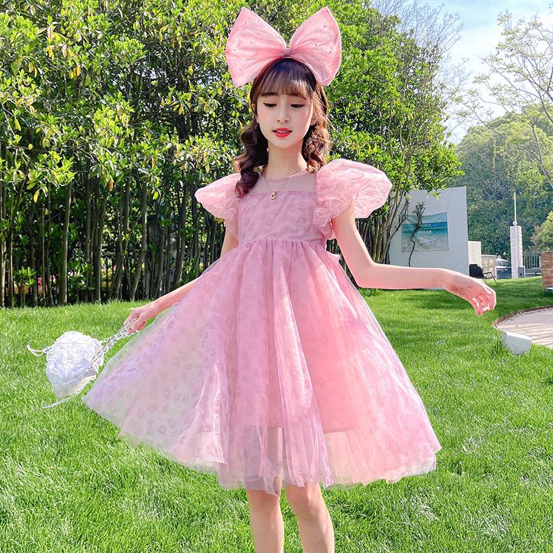 enk女童连衣裙夏装新款儿童裙子超仙女宝蓬蓬纱裙碎花女孩公主裙视频