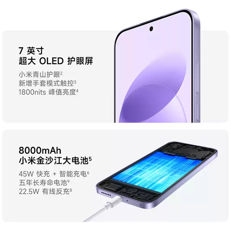 [全新]小米REDMI Note17 流星紫 8+128GB 第四代骁龙4芯 高清影像 8000mAh 45W快充 手机高清大图