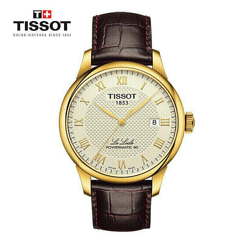[送礼优选]天梭(TISSOT)瑞士手表 经典复古商务背透 力洛克系列皮带男士机械表T006.407.36.263.00高清大图