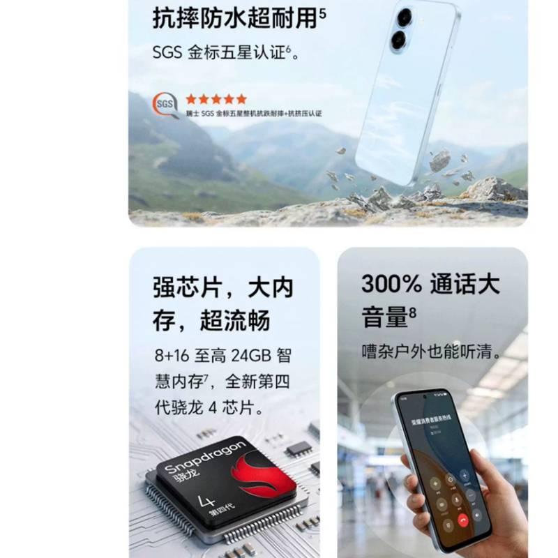 [全新]荣耀 畅玩80 Plus 墨岩黑 8+128GB 第四代骁龙4芯 全网5G 7500大电池 抗摔 45W充电 双卡全网手机高清大图