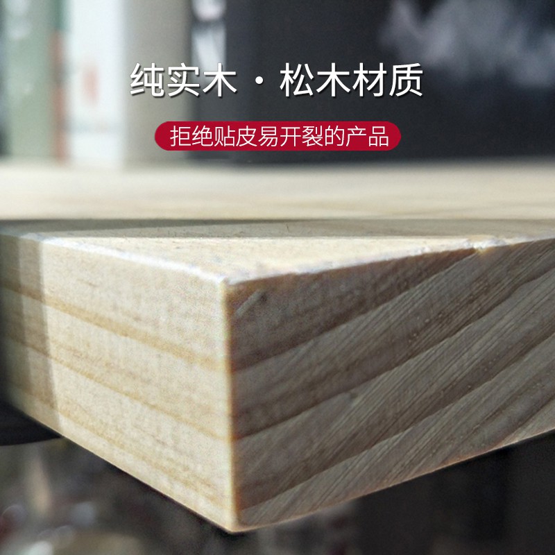 铁艺壁挂墙上置物架厨房客厅书架花架多层一字隔板墙壁收纳架实木收纳层架 三维工匠高清大图