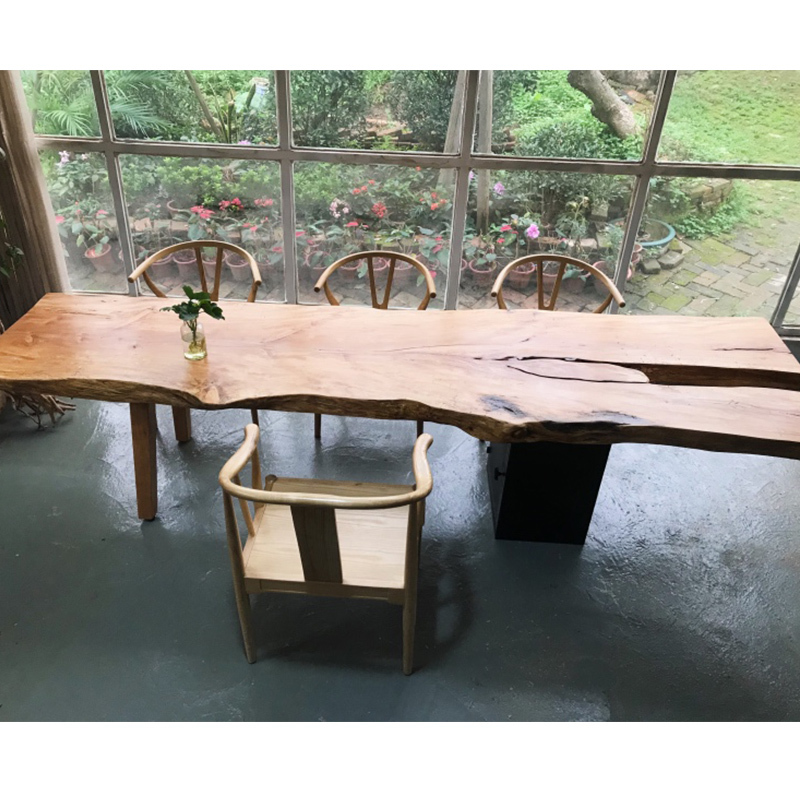 原木大板茶桌椅组合功夫茶台茶几老板办公桌实木泡茶桌会议长条桌