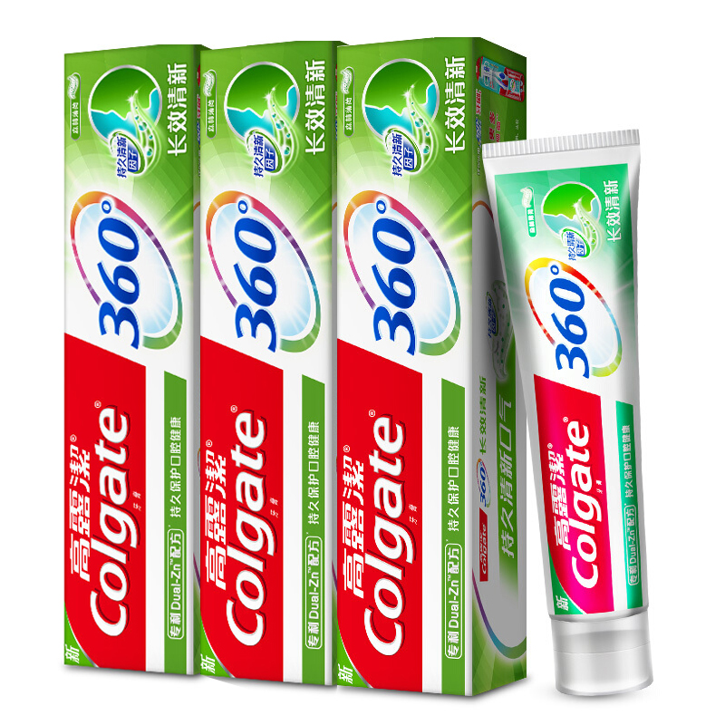 高露洁360长效清新牙膏120g三支装