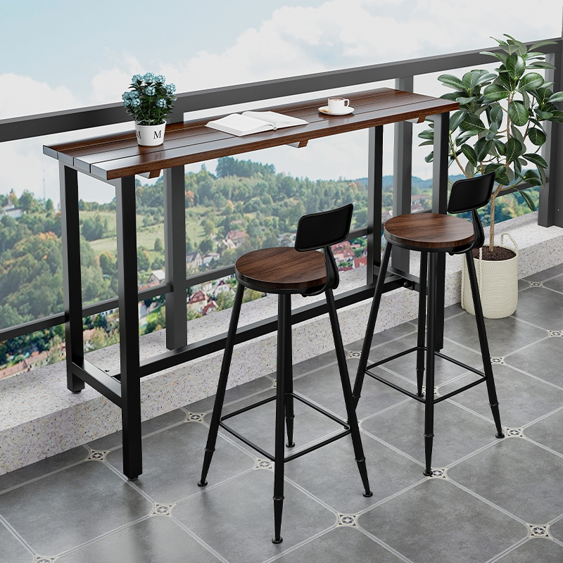 古达定制美式户外吧台桌阳台木质靠窗高脚桌椅家用室外酒吧桌椅组合