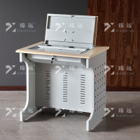 臻远ZY4012410隐藏式翻转电脑桌培训桌教室机房多媒体学习桌办公桌B款单人位