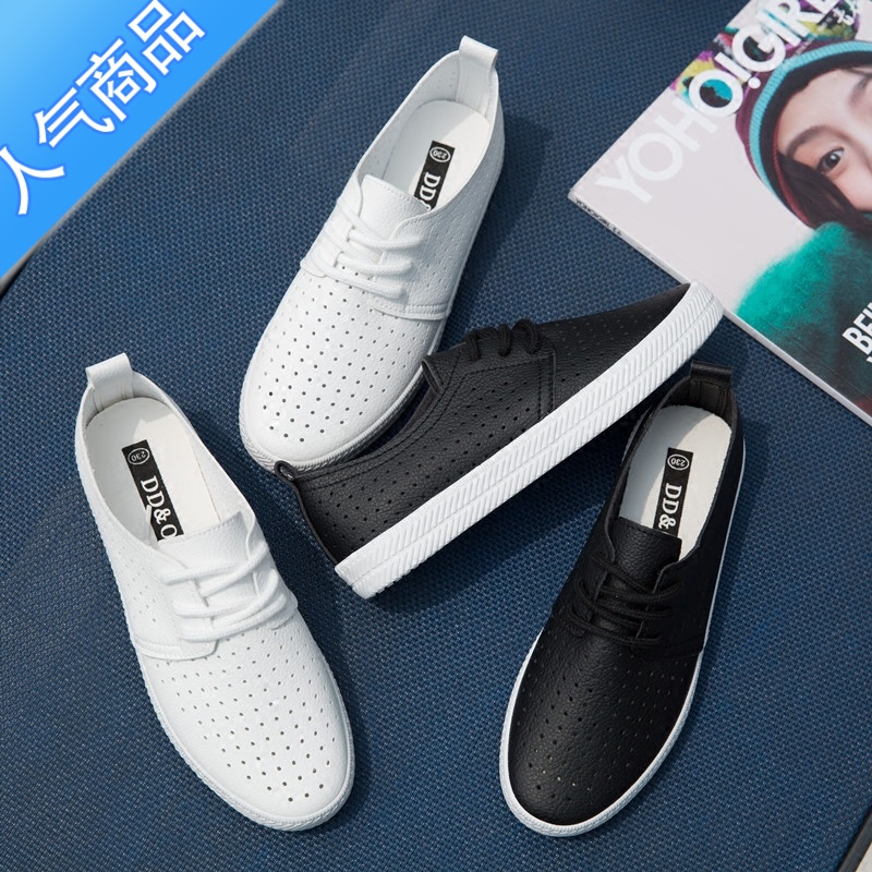 SUNTEK夏款新款镂空软底透气小白鞋女鞋春款百搭白鞋2023年春季薄款板鞋高清大图