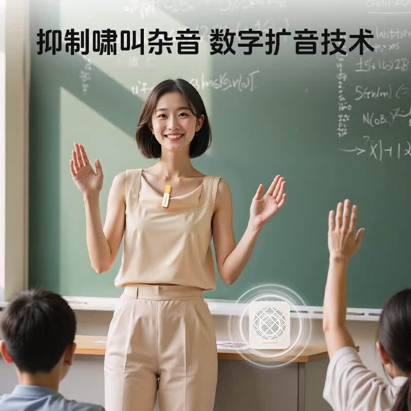 得胜(TAKSTAR)无线领夹扩音器一键录音循环播放 蓝牙连接长续航 适用于教学培训导游促销 E150W(领夹版)米白色高清大图