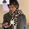 柔软款黑白棋盘格子韩版针织毛线围巾女秋冬季保暖学生百搭围脖男 FISH BASKET