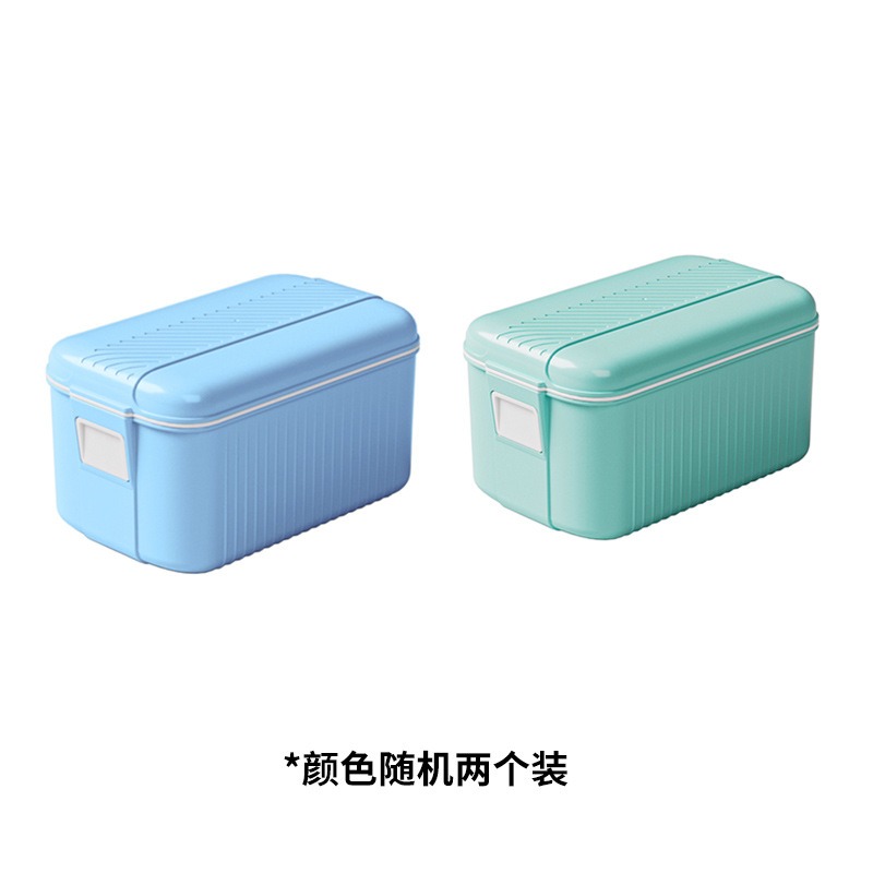 丽佳邦多功能香皂盒起泡器带盖沥水免手搓起泡盒创意家用滚轮肥皂盒 肥皂起泡盒【蓝+绿】