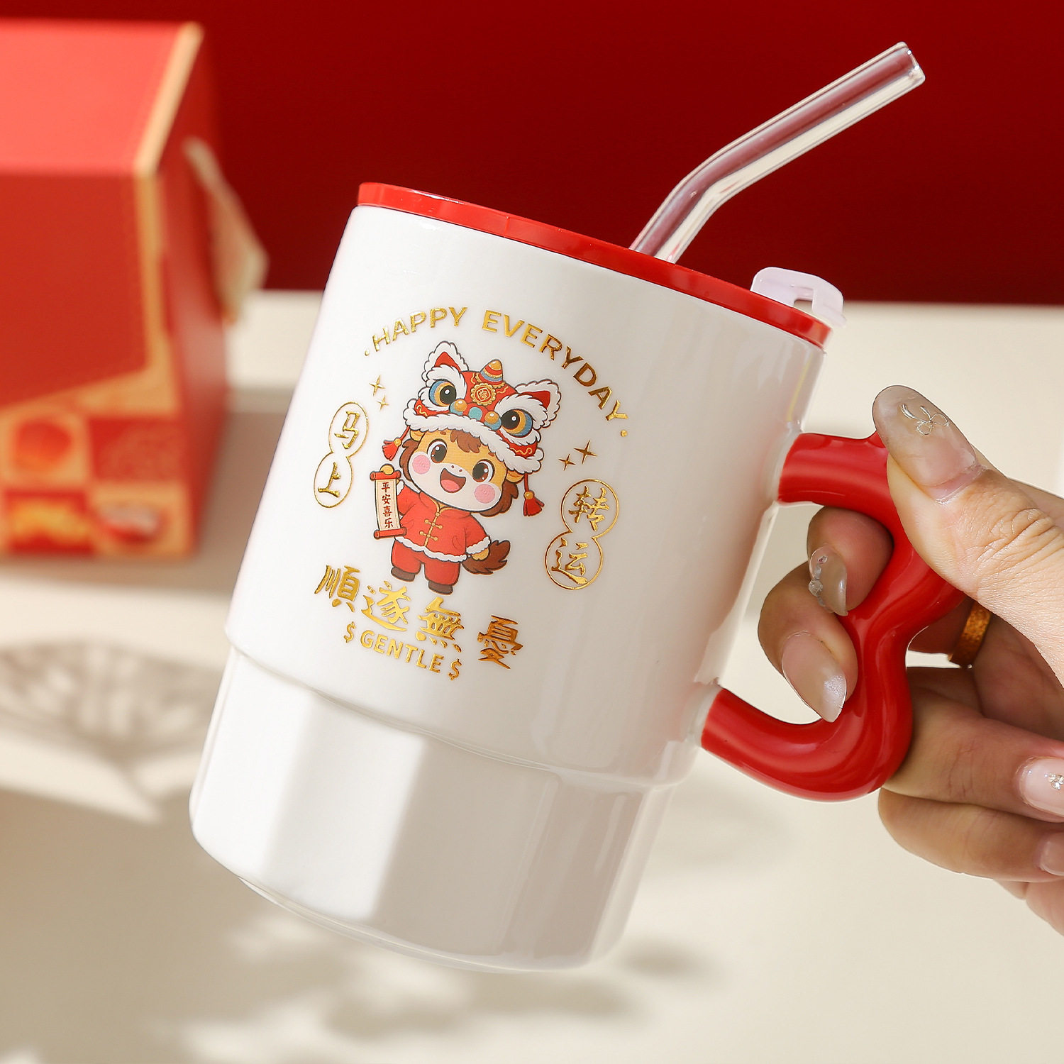 SUXINGAUTO银行年终答谢客户礼品美容院送顾客新年礼品公司送员工伴手礼 杯+玻璃吸管+盖+毛巾+手提包包高清大图