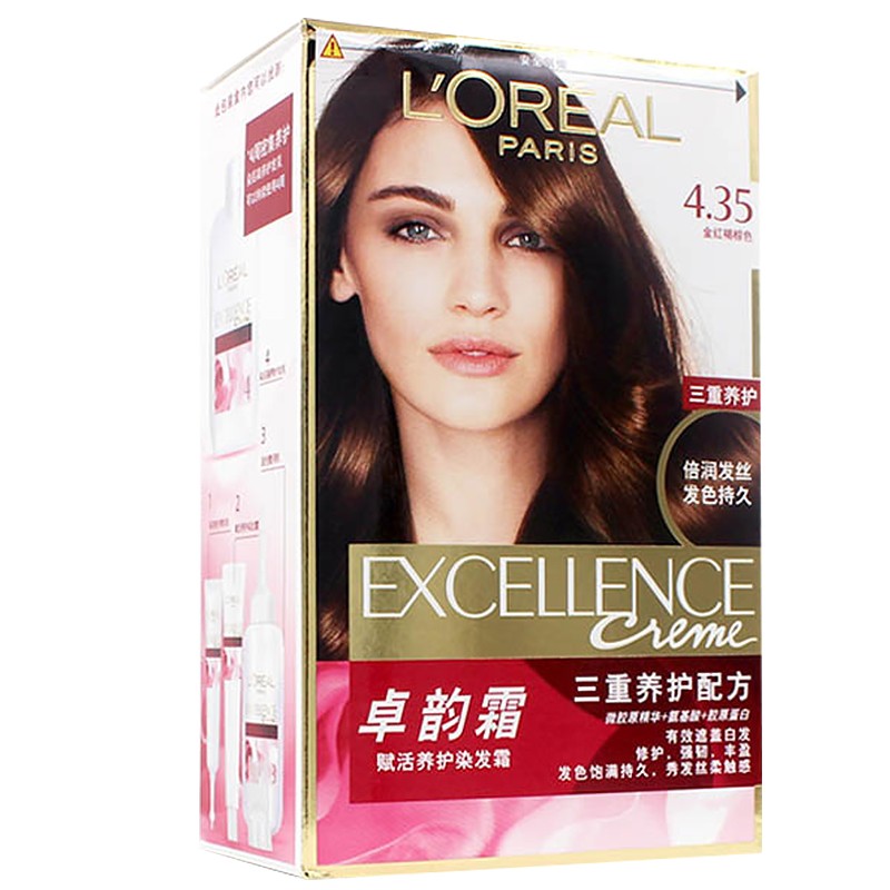 欧莱雅 卓韵霜赋活养护染发霜 4.35号*金红褐色