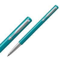 派克PARKER 签字笔 威雅系列蓝绿色白夹宝珠笔 学生办公通用日常书写拔帽式佩戴0.7mm黑色水性宝珠笔芯