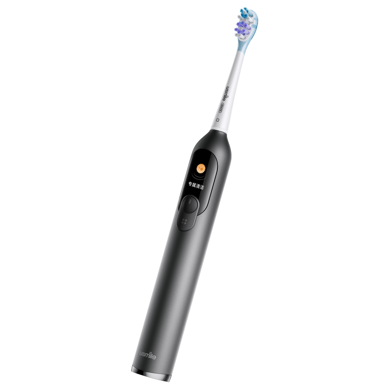 usmile笑容加数字电动牙刷 深度清洁牙齿牙龈 双面屏数字牙刷 成人情侣款-F10 PRO黑色!高清大图