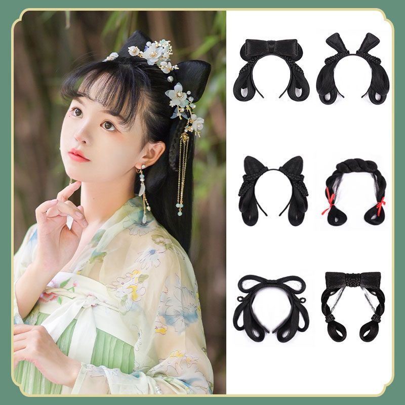 古风发箍发包懒人发髻手残党假发头箍一体汉服新手古装造型发饰小辫子