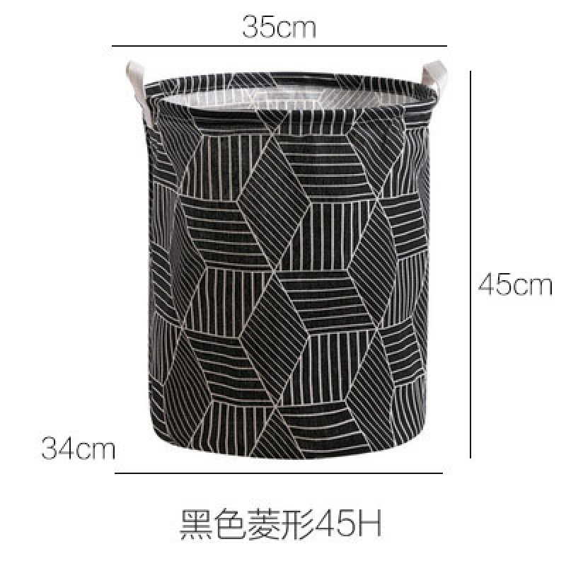 家柏饰(CORATED)帆布脏衣篮大号玩具衣物收纳筐布艺脏衣服衣篓收纳桶脏衣桶 黑色菱形45H其他