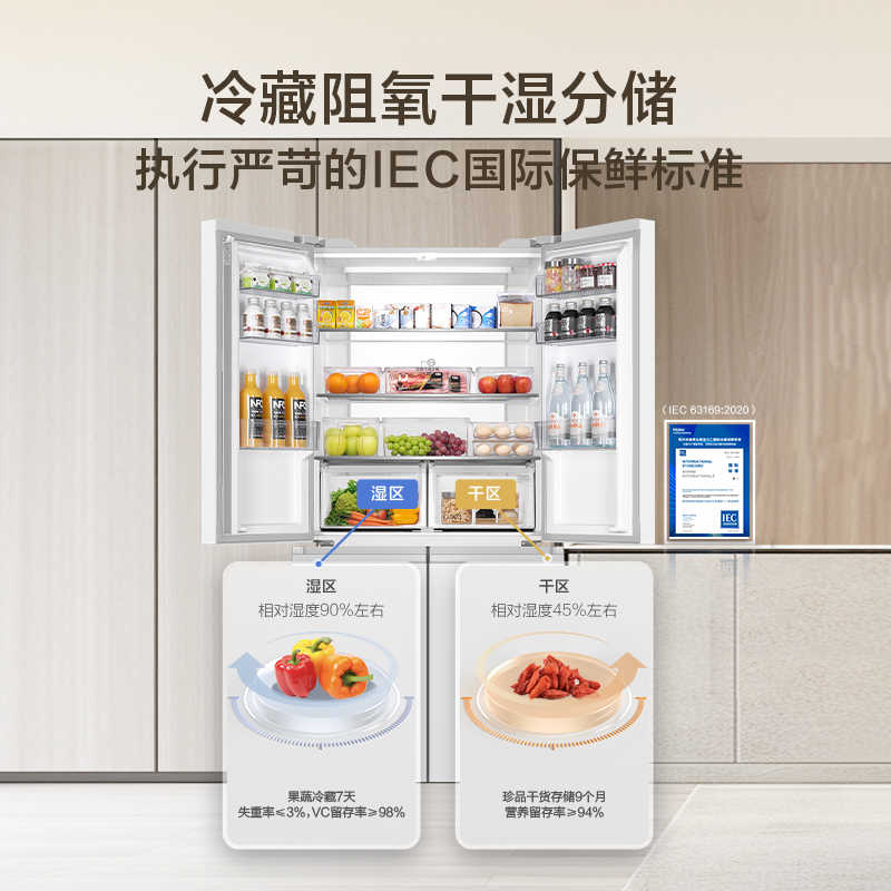 海尔659L十字双开四门一级能效大容量家用风冷无霜电冰箱BCD-659WGHTDE5WVU1高清大图