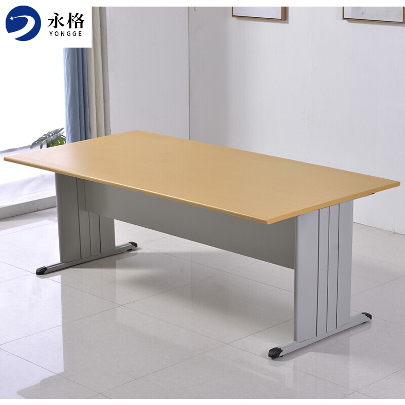 永格钢制阅览桌图书馆阅读桌图书室桌椅组合桌学生桌学校桌椅培训桌 1600*800mm黄台面(不含椅)高清大图