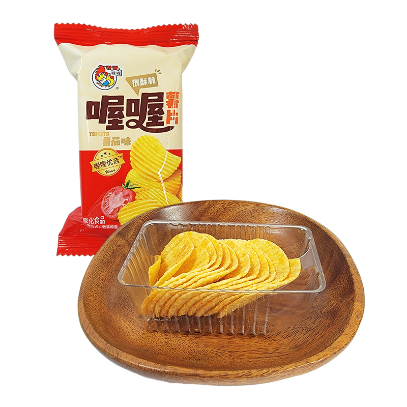 喔喔优选原味薯片番茄味香辣味10包很酥脆休闲零食品婚庆结婚喜糖