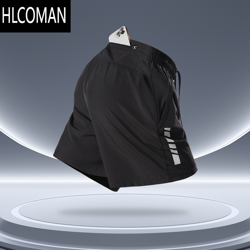 HLCOMAN跑步短裤男后腰口袋运动裤可放手机夏季冰丝速干马拉松田径训练裤