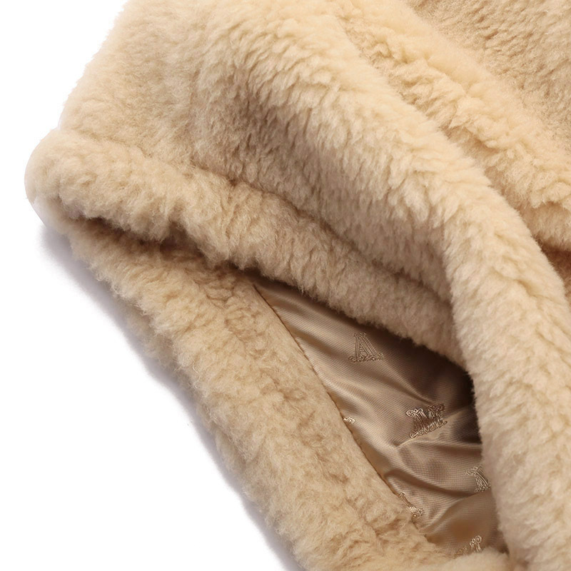 麦丝玛拉maxmara女士骆驼绒宽松版泰迪熊斗篷上衣外套adesso