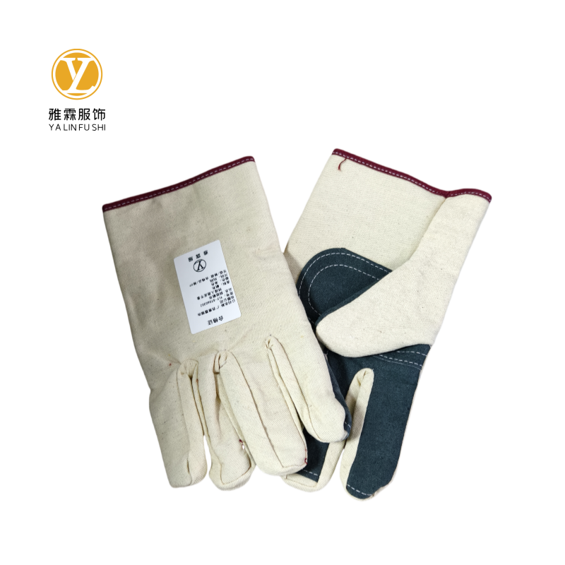 雅霖服 斜纹帆布拼接人造皮手套YLF-ST060302 双高清大图
