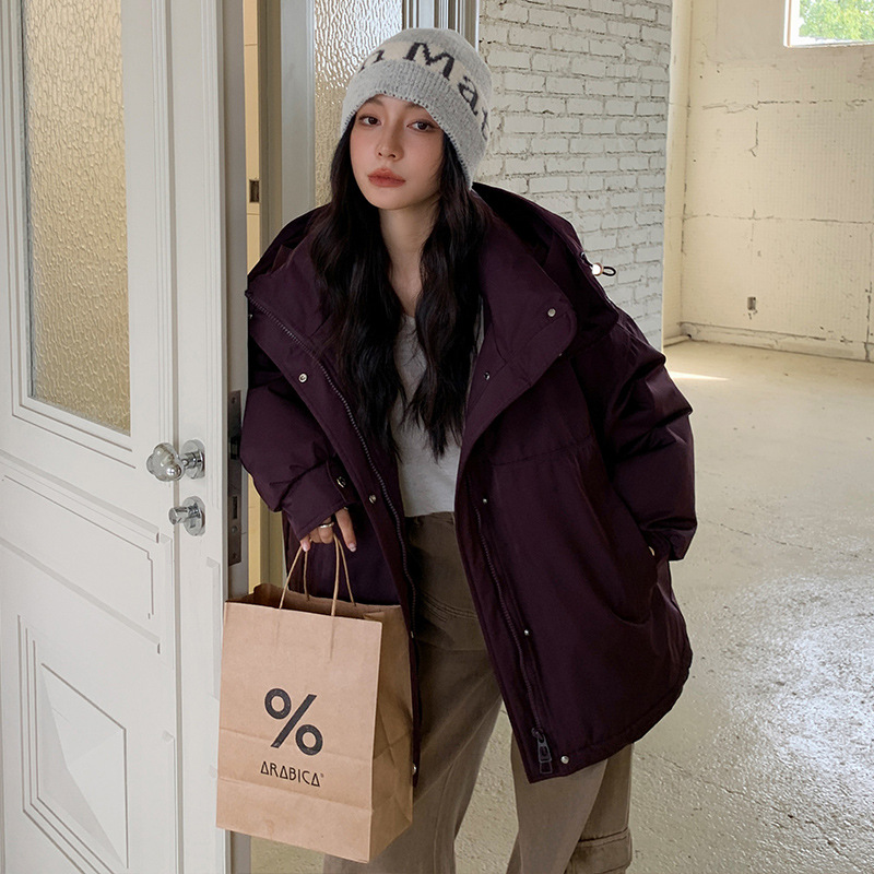 2025冬季新款平湖羽绒服女中长款户外休闲工装派克服洋气韩版加厚高清大图