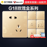BULL公牛开关插座86型G18玫瑰香槟金墙壁单联单开双控一开单控床头开关二开多控其他开关面板套餐 一开单控 G18玫瑰