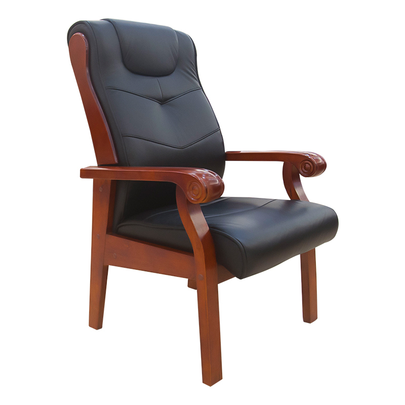 鸿业盛大fsd343办公家具办公椅家用椅子座椅会议椅洽谈椅实木架皮办公