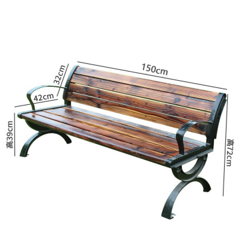 户外公园长椅子木长凳防腐木休闲靠背广场庭院园林室外座椅铸铝欧因