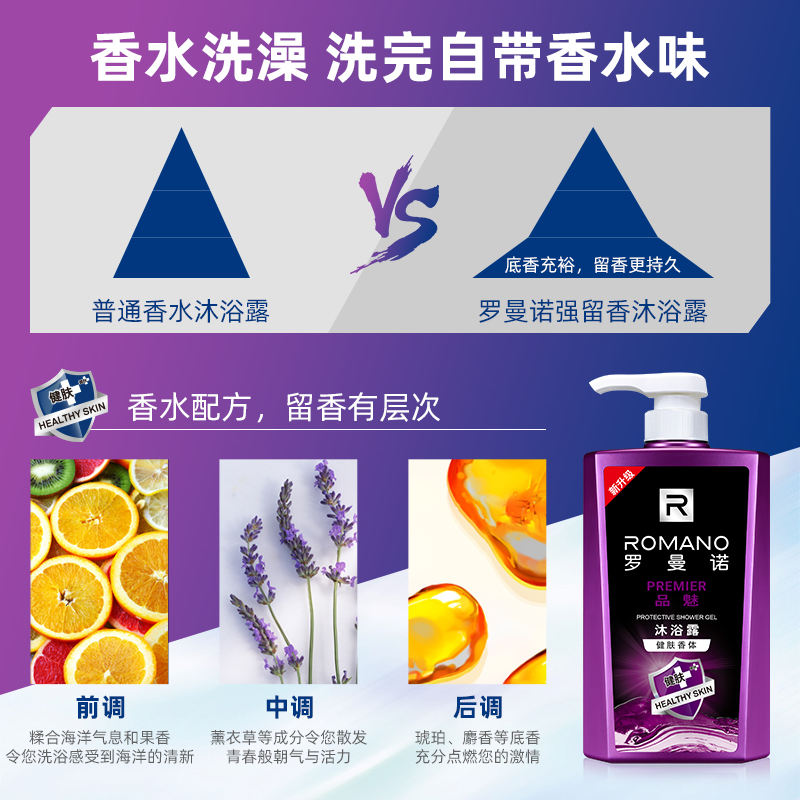 罗曼诺品魅清润香体沐浴露600ml