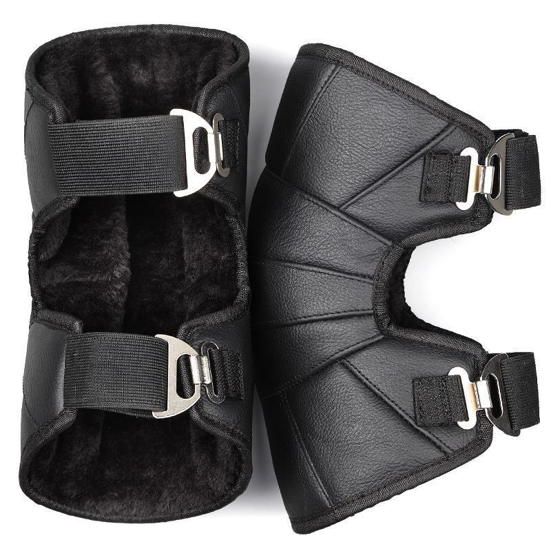 黑色电动车保暖护膝冬季骑车男女士摩托车护膝防风防寒加厚短护膝视频